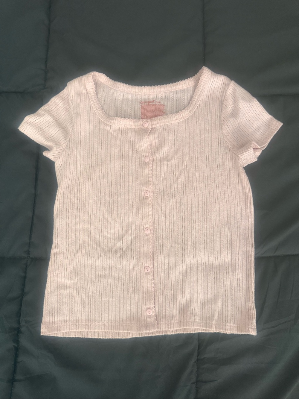 Cat & Jack Light Pink Ribbed Button-Front Kids Shirt